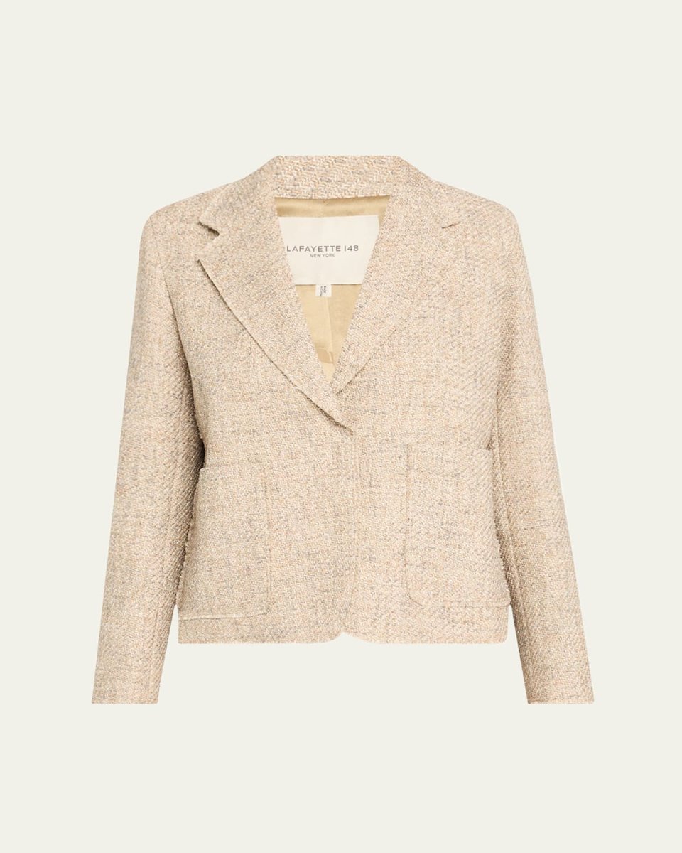 Cropped Woven Boyfriend Blazer